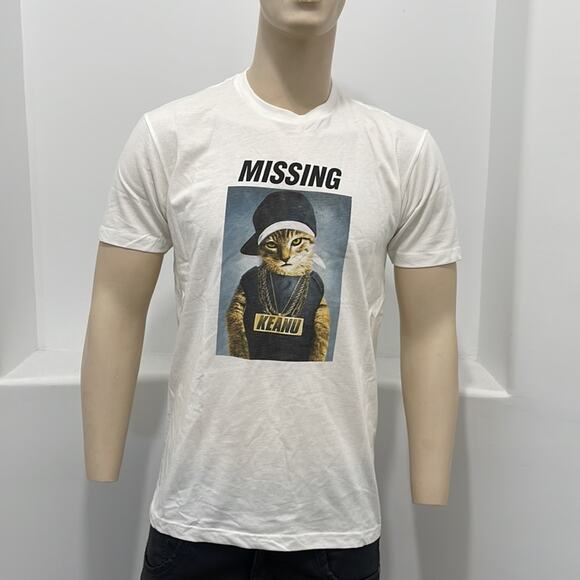 Next Level Apparel Missing Keanu T-Shirt Short Sleeve White Logo on Size M NWOT - Picture 1 of 9